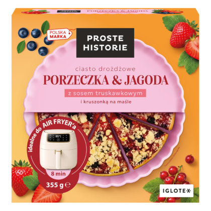 Porzeczka & Jagoda z sosem truskawkowym i kruszonką na maśle