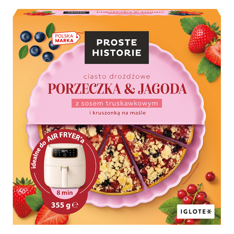 Porzeczka & Jagoda z sosem truskawkowym i kruszonką na maśle