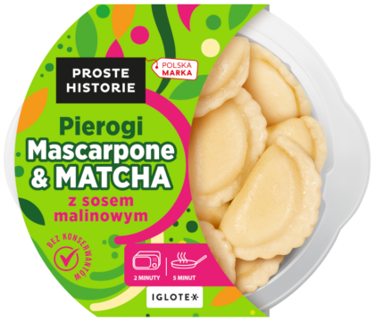 Pierogi Mascarpone & MATCHA z sosem malinowym